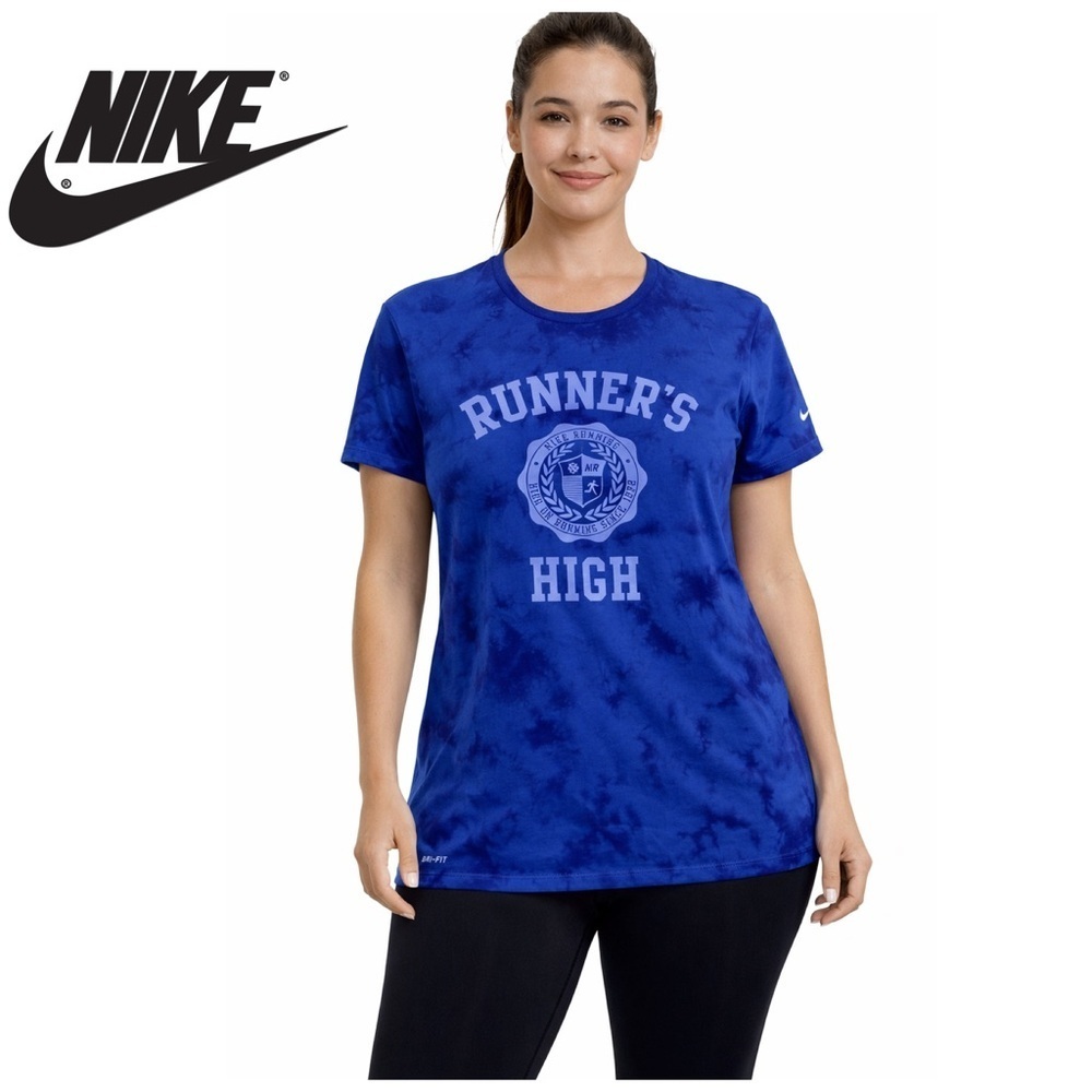 Nike dry fit“runners high”Blue tie-dye T-shirt